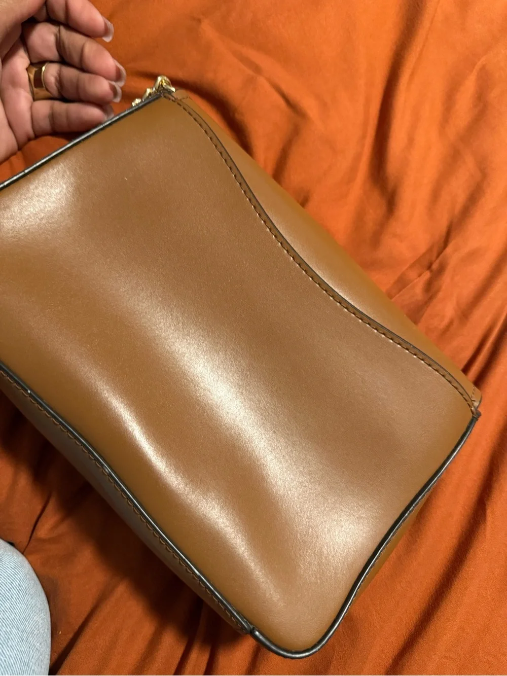 Michael Kors Yellow Suede and Brown Leather Shoulder Bag with Gold Chain
